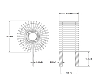 Dimensional Drawing for HT1500 Series Helical Edge Wound (HEW) Toroid Vertical Fixed Inductors